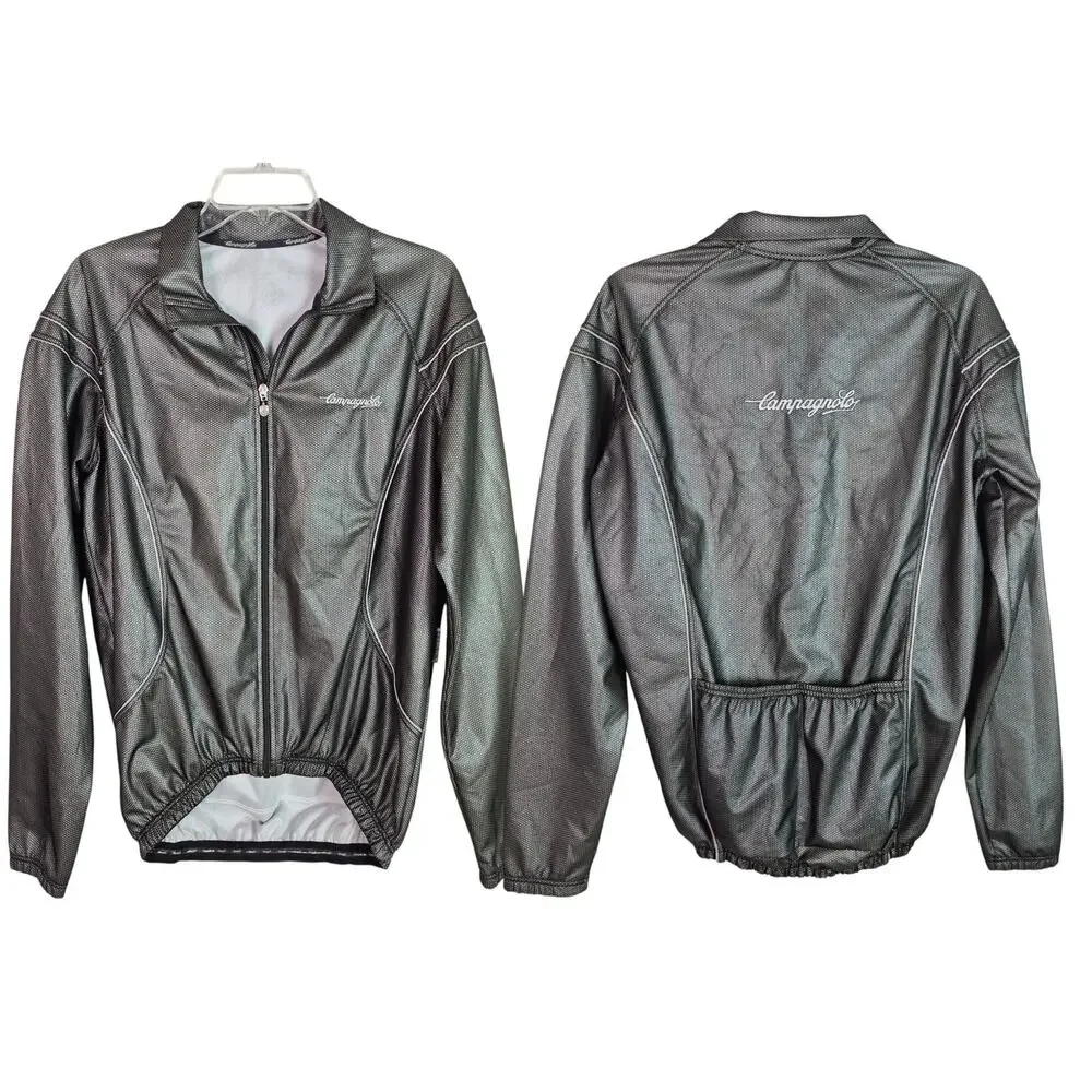 Campagnolo Gray Black Full Zip Cycling Jersey Jacket Vintage Women's XXL